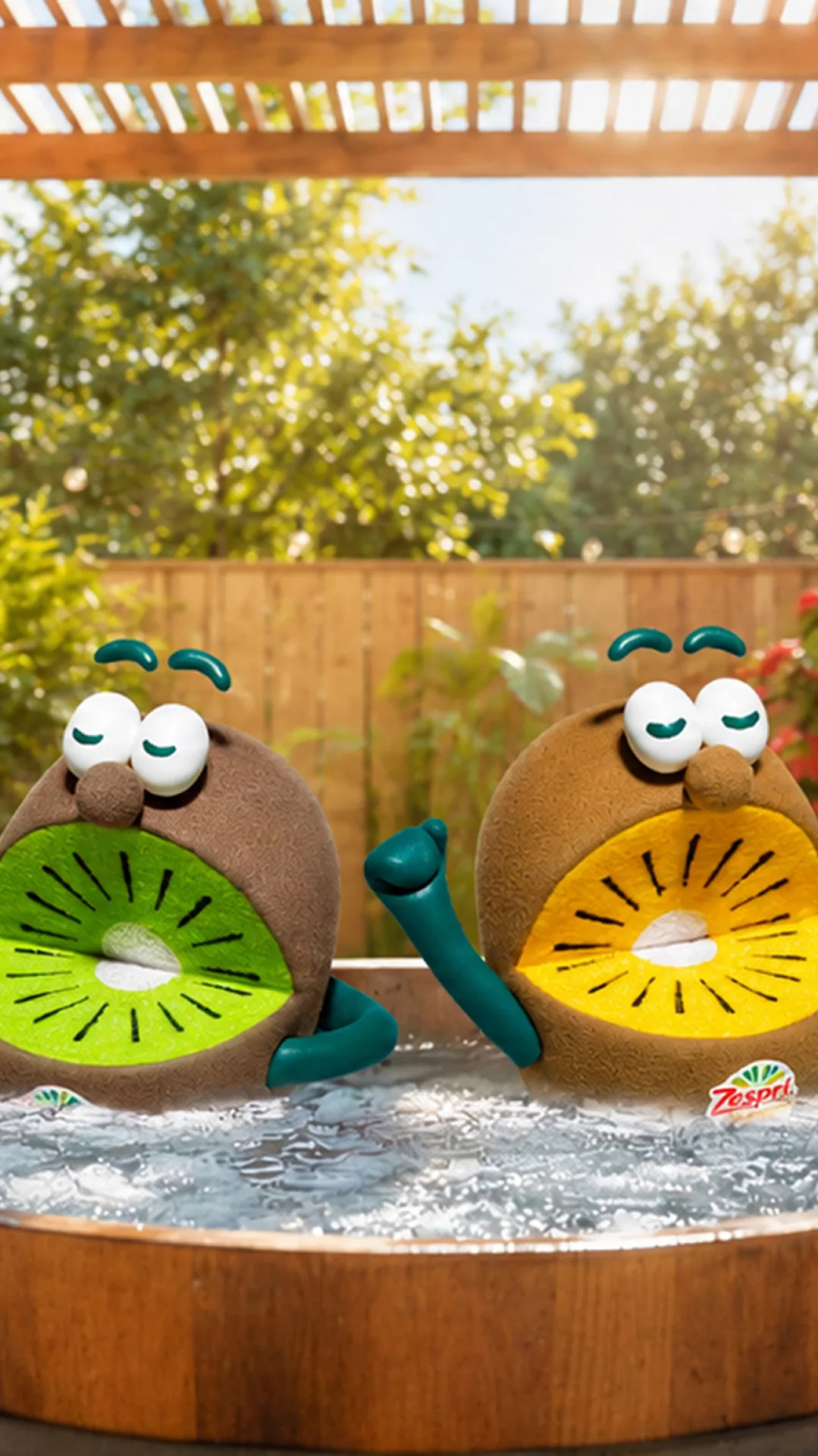 Kiwi Brothers dans un jacuzzi