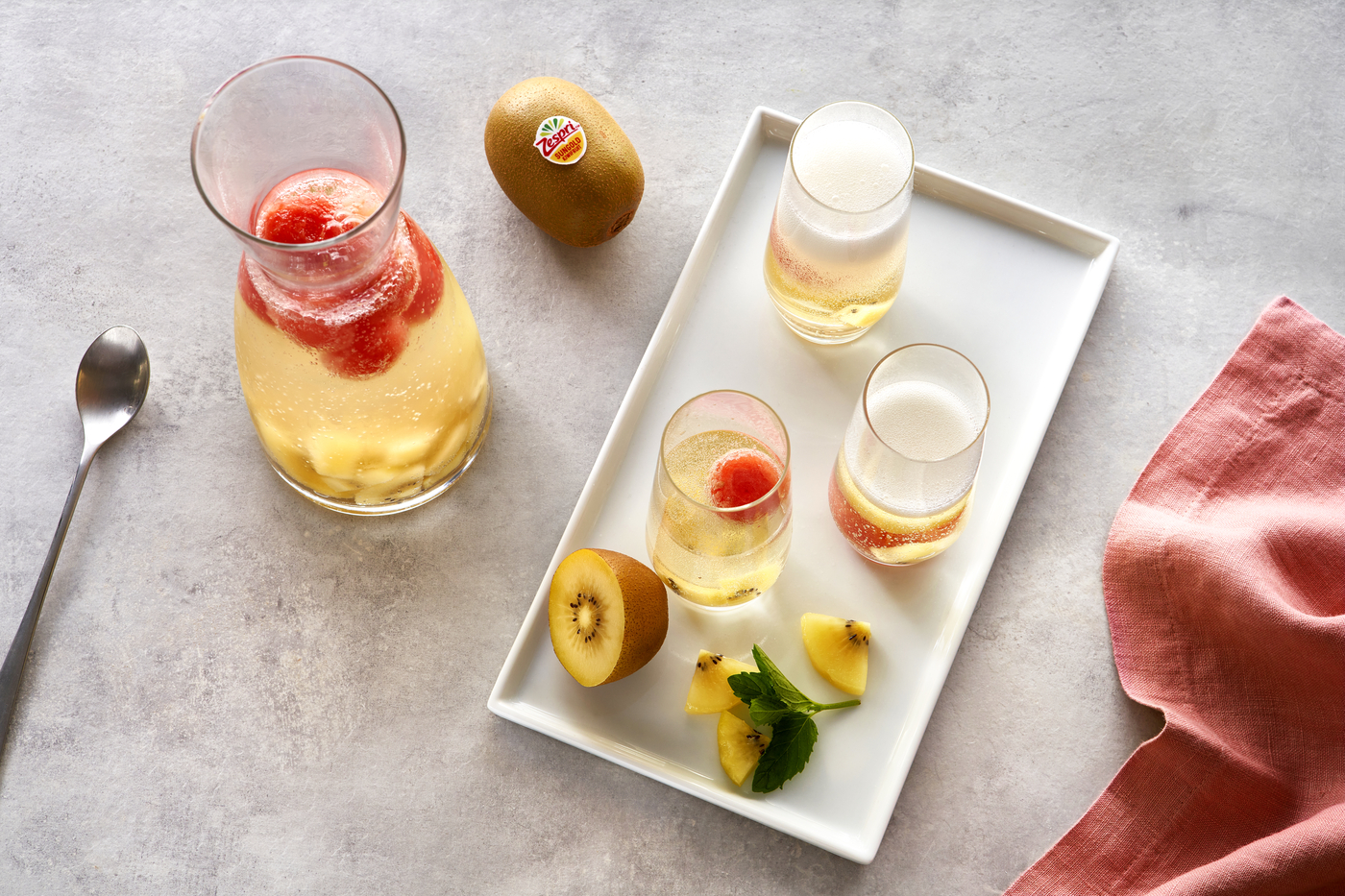 SunGold Kiwifruit recipes on a tray